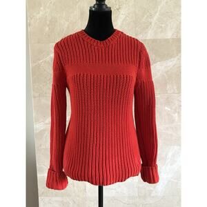 Si‑iae Chunky Knit Sweater – M, Red Apres Ski, Thick Ribbed Pullover, Cabincore
